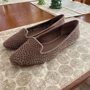 Vince Camuto Brown Leather Laser-Cut Women's Loafers